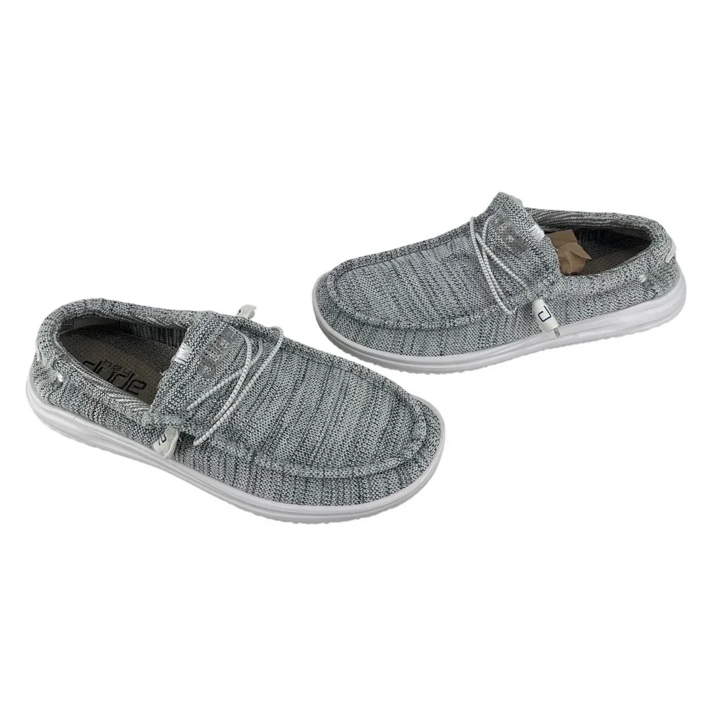 Hey Dude Wally Free Sox Metal Grey Knit Slip On Loafers Men's 12 112273193